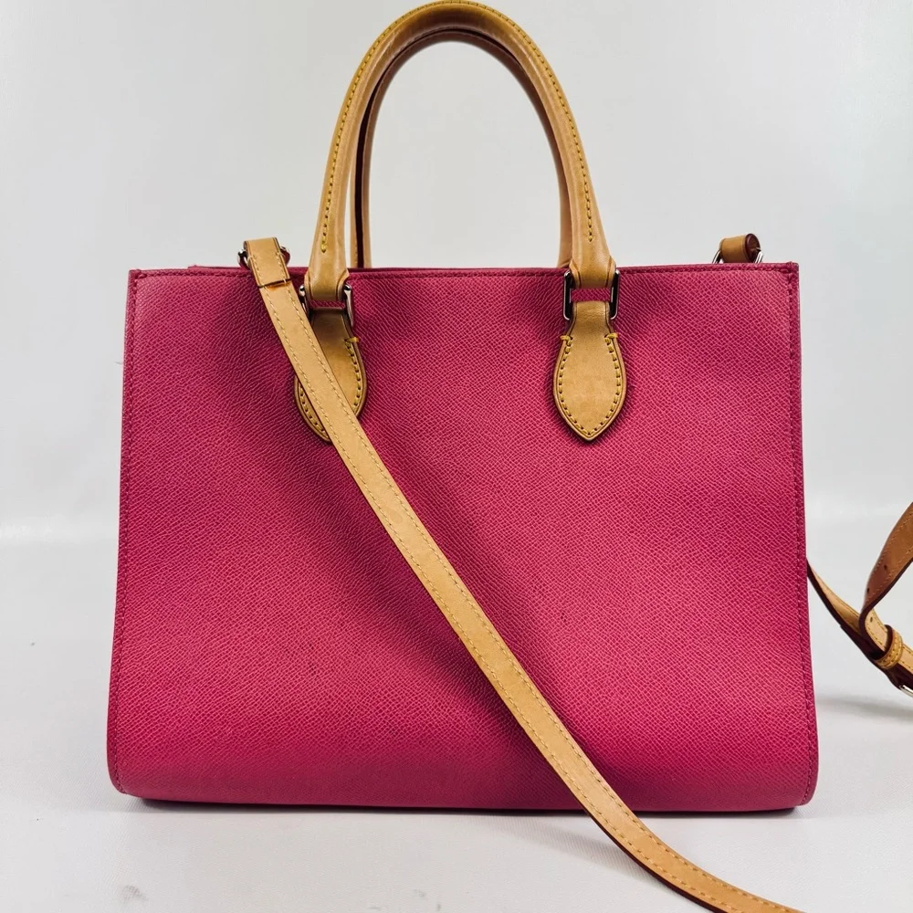 Dooney & Bourke Pink Pebbled Leather Janine Satchel Top Handle w crossbody strap - Picture 3 of 16